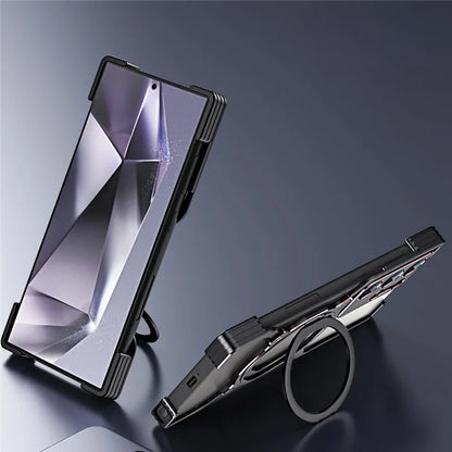 For Samsung Galaxy S23 Ultra Kickstand Case Metal Bumper Magnetic Phone Cover