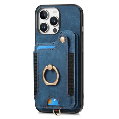 For iPhone 16 Pro Case RFID Blocking Handbag Leather+TPU Phone Cover Card Slots, Ring Holder