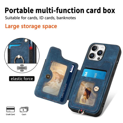 For iPhone 16 Pro Case RFID Blocking Handbag Leather+TPU Phone Cover Card Slots, Ring Holder