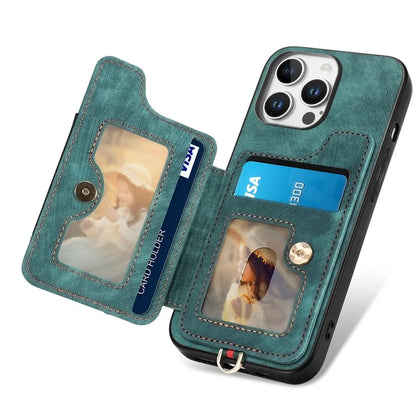For iPhone 16 Pro Case RFID Blocking Handbag Leather+TPU Phone Cover Card Slots, Ring Holder