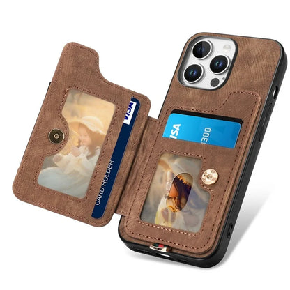 For iPhone 16 Pro Max Case RFID Blocking Handbag Leather+TPU Phone Cover Card Slots, Ring Holder