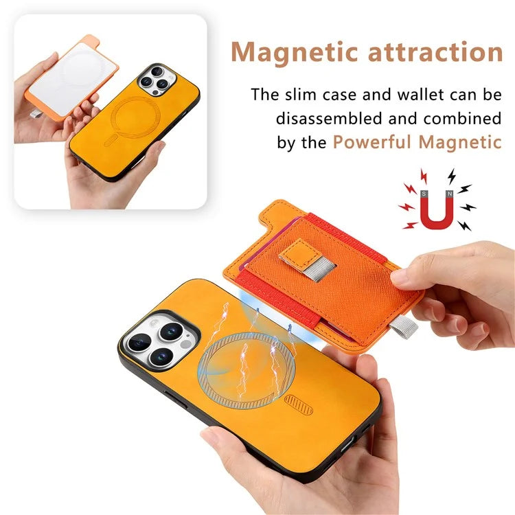 For iPhone 16 Pro Max Skin-Touch Case Leather+TPU Detachable Phone Case with Card Bag