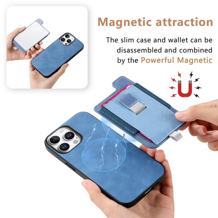 For iPhone 16 Pro Max Skin-Touch Case Leather+TPU Detachable Phone Case with Card Bag