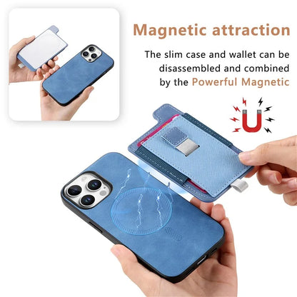 For iPhone 16 Pro Max Skin-Touch Case Leather+TPU Detachable Phone Case with Card Bag