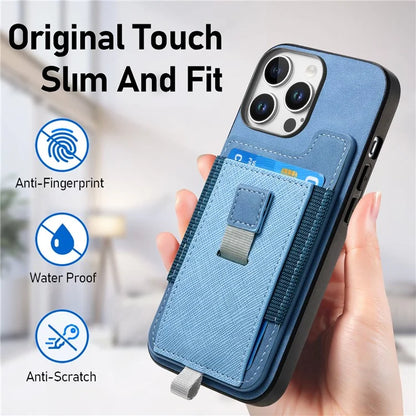 For iPhone 16 Pro Max Skin-Touch Case Leather+TPU Detachable Phone Case with Card Bag