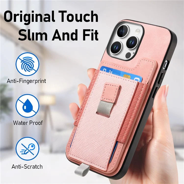 For iPhone 16 Pro Max Skin-Touch Case Leather+TPU Detachable Phone Case with Card Bag