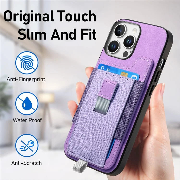 For iPhone 16 Pro Max Skin-Touch Case Leather+TPU Detachable Phone Case with Card Bag