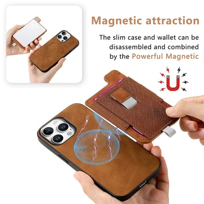 For iPhone 16 Pro Max Skin-Touch Case Leather+TPU Detachable Phone Case with Card Bag