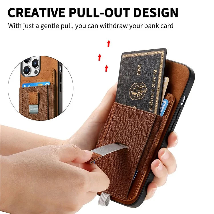 For iPhone 16 Pro Max Skin-Touch Case Leather+TPU Detachable Phone Case with Card Bag
