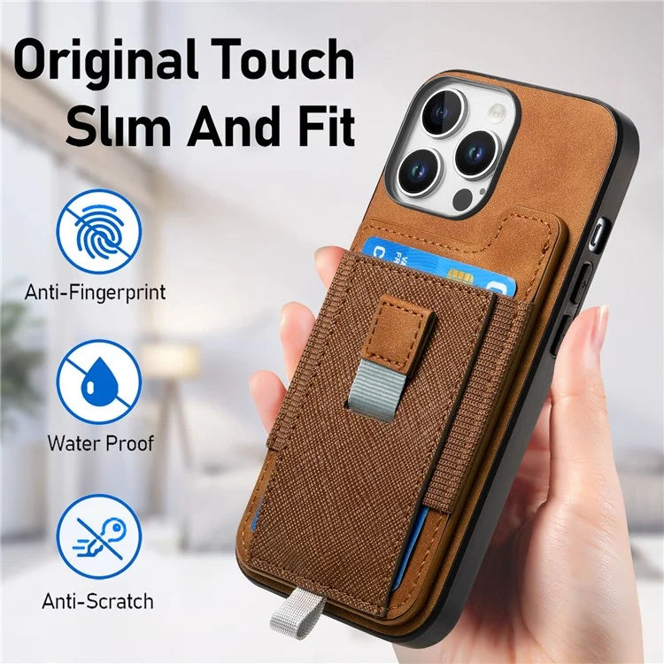 For iPhone 16 Pro Max Skin-Touch Case Leather+TPU Detachable Phone Case with Card Bag