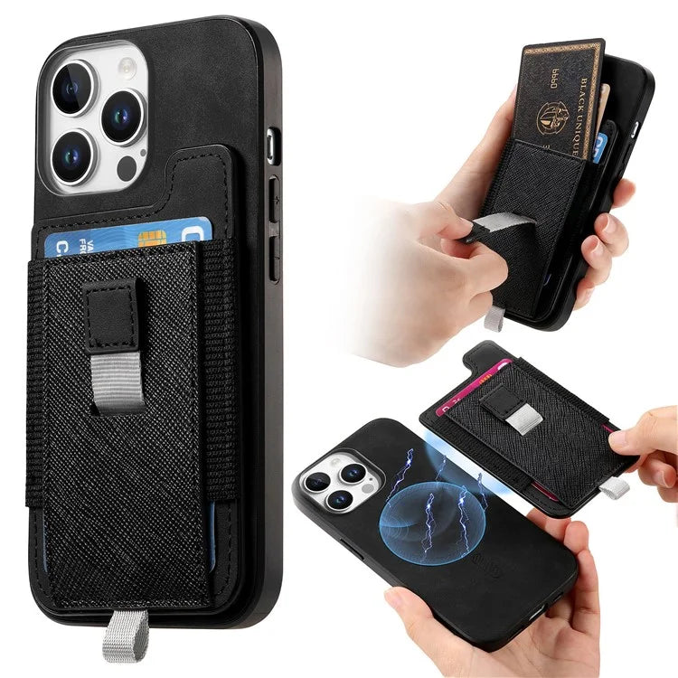 For iPhone 16 Pro Max Skin-Touch Case Leather+TPU Detachable Phone Case with Card Bag