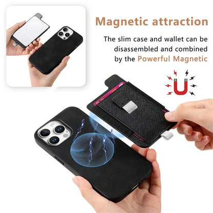 For iPhone 16 Pro Max Skin-Touch Case Leather+TPU Detachable Phone Case with Card Bag