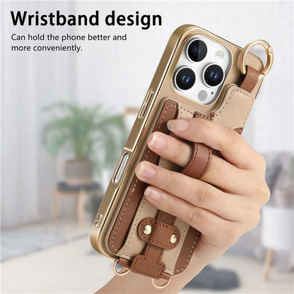For iPhone 16 Pro Max Case Detachable Card Holder PU Leather+TPU Flower Aesthetic Phone Cover with Straps