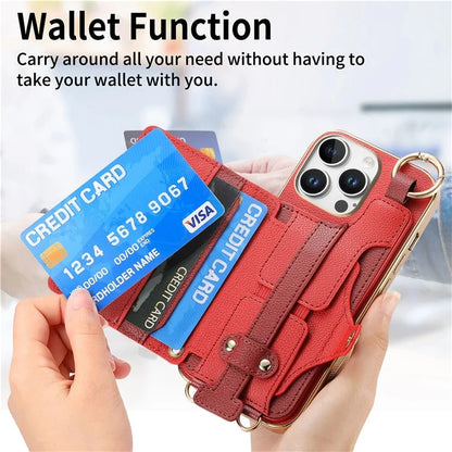 For iPhone 16 Pro Max Case Detachable Card Holder PU Leather+TPU Flower Aesthetic Phone Cover with Straps
