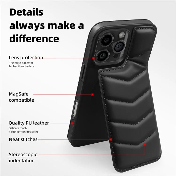 For iPhone 16 Pro Case Compatible with MagSafe RFID Blocking Card Slot Leather Back Cover
