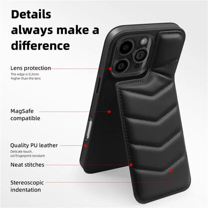 For iPhone 16 Pro Case Compatible with MagSafe RFID Blocking Card Slot Leather Back Cover