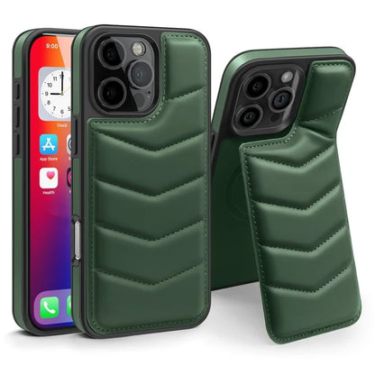 For iPhone 16 Pro Case Compatible with MagSafe RFID Blocking Card Slot Leather Back Cover