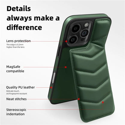 For iPhone 16 Pro Case Compatible with MagSafe RFID Blocking Card Slot Leather Back Cover