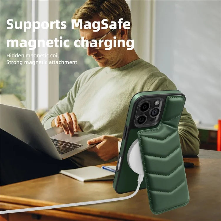 For iPhone 16 Pro Case Compatible with MagSafe RFID Blocking Card Slot Leather Back Cover