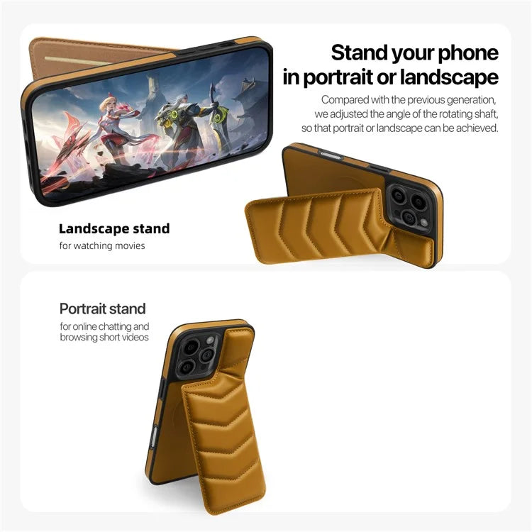 For iPhone 16 Pro Case Compatible with MagSafe RFID Blocking Card Slot Leather Back Cover