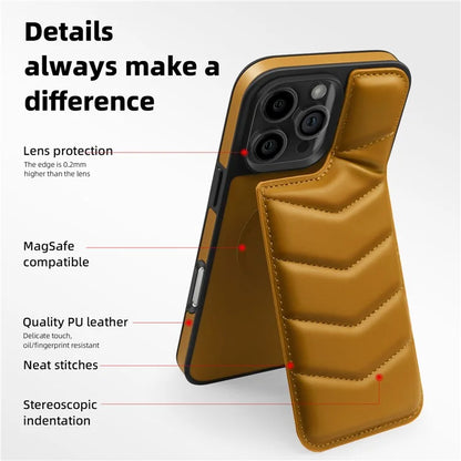 For iPhone 16 Pro Case Compatible with MagSafe RFID Blocking Card Slot Leather Back Cover
