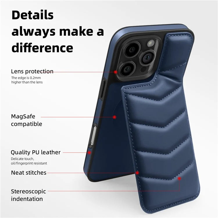 For iPhone 16 Pro Case Compatible with MagSafe RFID Blocking Card Slot Leather Back Cover