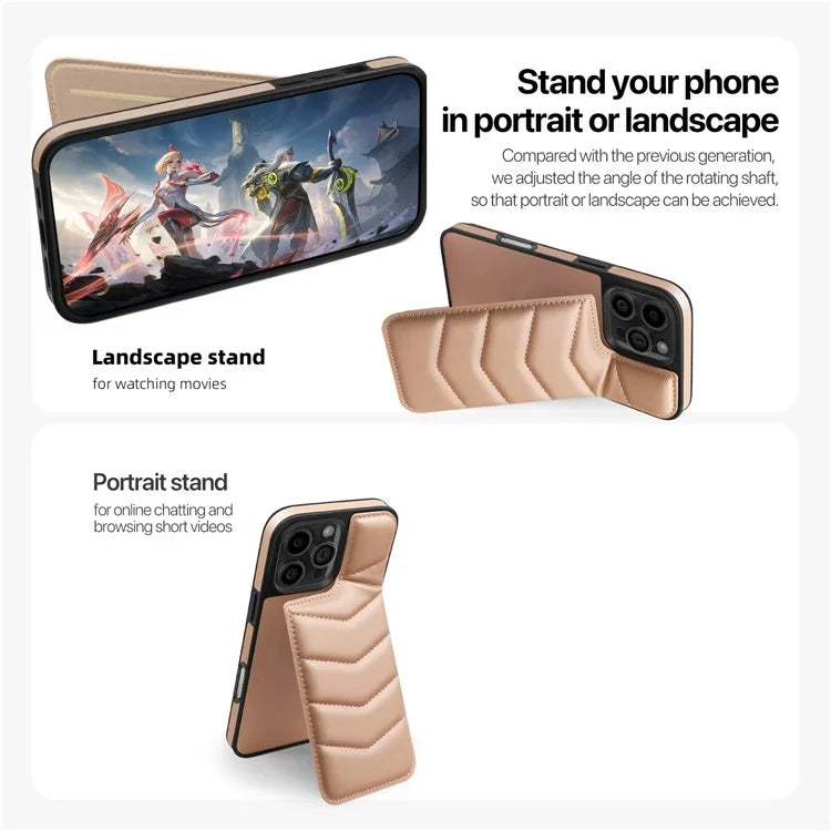 For iPhone 16 Pro Case Compatible with MagSafe RFID Blocking Card Slot Leather Back Cover