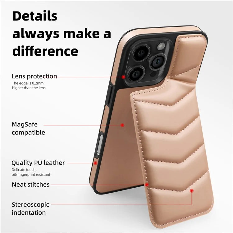 For iPhone 16 Pro Case Compatible with MagSafe RFID Blocking Card Slot Leather Back Cover
