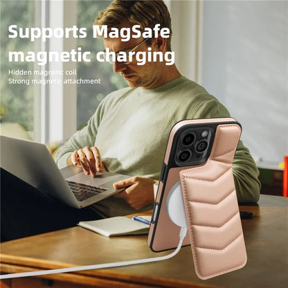 For iPhone 16 Pro Case Compatible with MagSafe RFID Blocking Card Slot Leather Back Cover