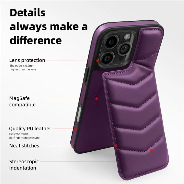 For iPhone 16 Pro Case Compatible with MagSafe RFID Blocking Card Slot Leather Back Cover
