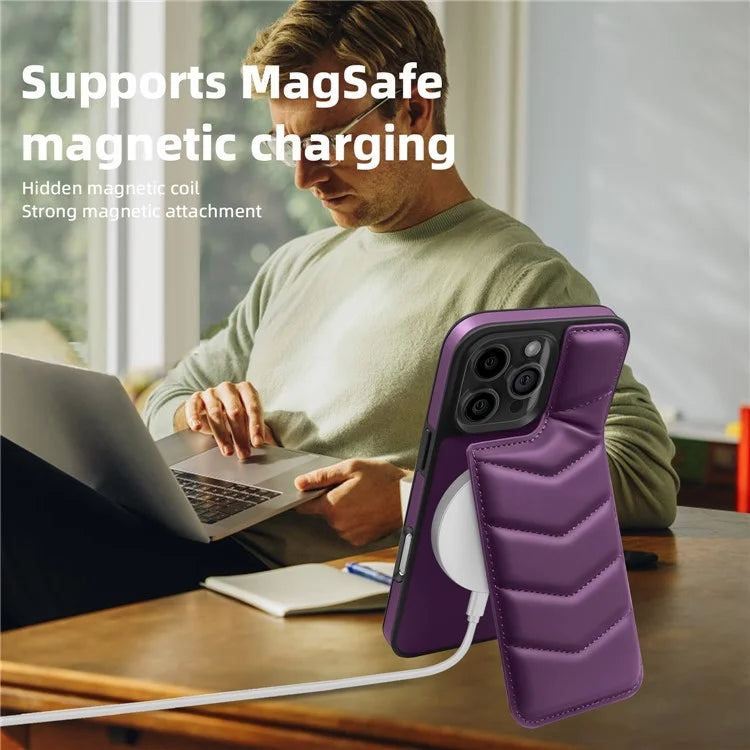 For iPhone 16 Pro Case Compatible with MagSafe RFID Blocking Card Slot Leather Back Cover