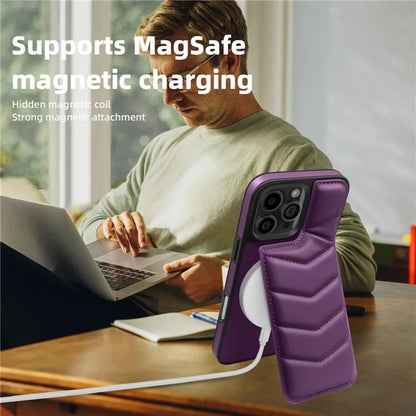 For iPhone 16 Pro Case Compatible with MagSafe RFID Blocking Card Slot Leather Back Cover