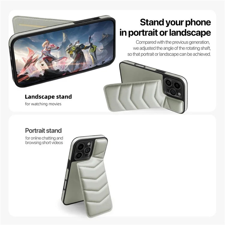 For iPhone 16 Pro Case Compatible with MagSafe RFID Blocking Card Slot Leather Back Cover