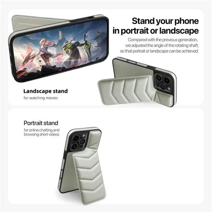 For iPhone 16 Pro Case Compatible with MagSafe RFID Blocking Card Slot Leather Back Cover