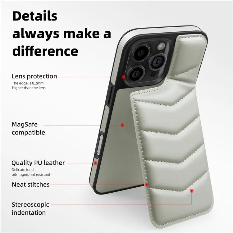 For iPhone 16 Pro Case Compatible with MagSafe RFID Blocking Card Slot Leather Back Cover