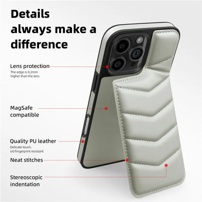 For iPhone 16 Pro Case Compatible with MagSafe RFID Blocking Card Slot Leather Back Cover