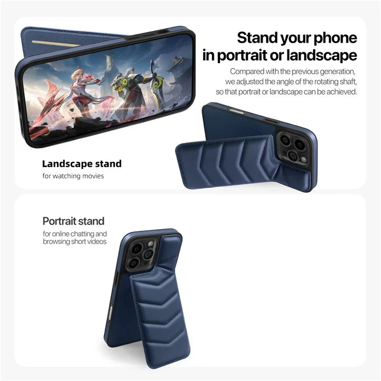 For iPhone 16 Pro Max Case Compatible with MagSafe RFID Blocking Card Slot Leather Back Cover