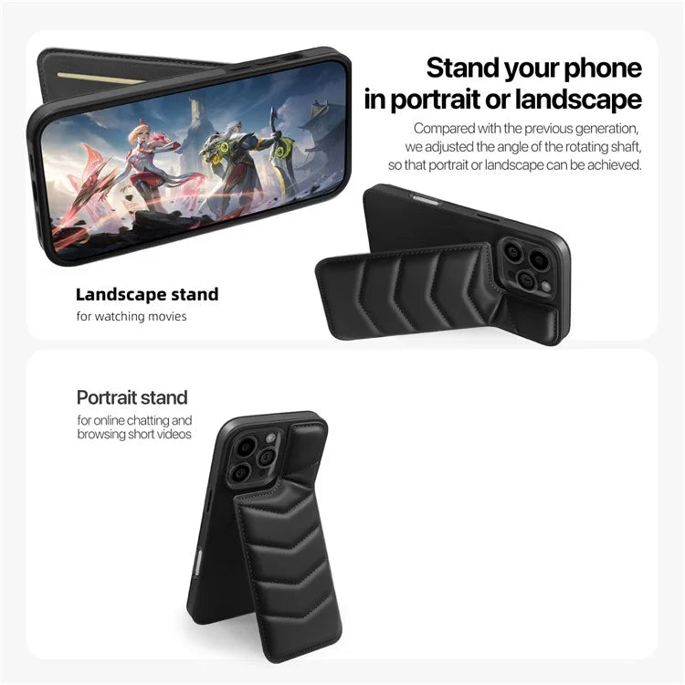 For iPhone 16 Pro Max Case Compatible with MagSafe RFID Blocking Card Slot Leather Back Cover
