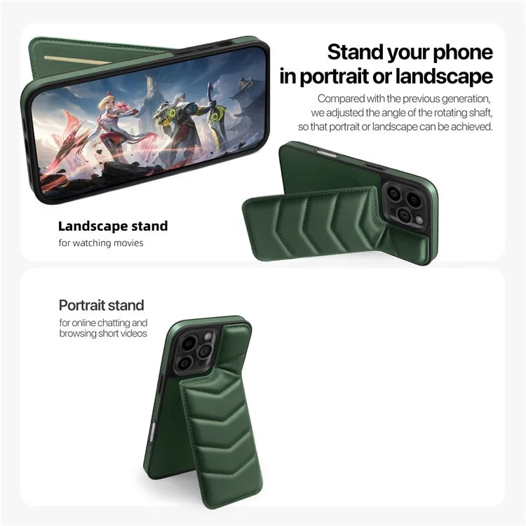 For iPhone 16 Pro Max Case Compatible with MagSafe RFID Blocking Card Slot Leather Back Cover