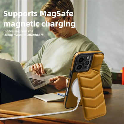 For iPhone 16 Pro Max Case Compatible with MagSafe RFID Blocking Card Slot Leather Back Cover