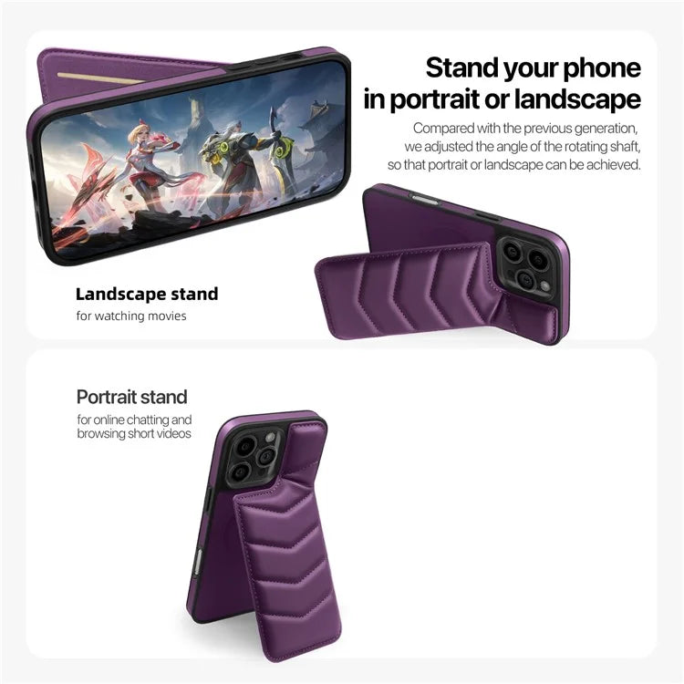 For iPhone 16 Pro Max Case Compatible with MagSafe RFID Blocking Card Slot Leather Back Cover