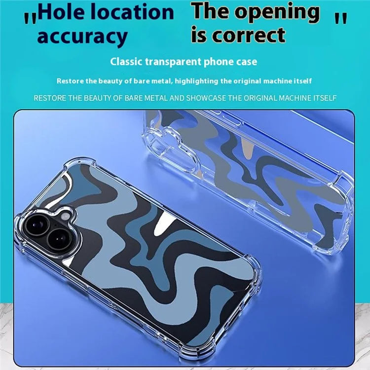 For iPhone 16 Case Colorful Wave Pattern Printing Soft TPU+PC Phone Cover