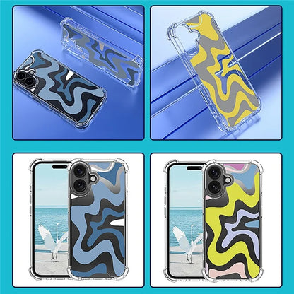 For iPhone 16 Case Colorful Wave Pattern Printing Soft TPU+PC Phone Cover