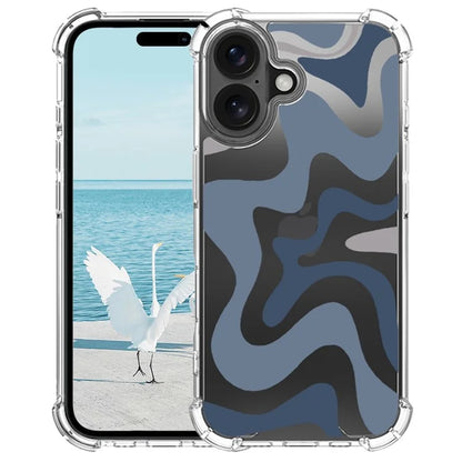 For iPhone 16 Case Colorful Wave Pattern Printing Soft TPU+PC Phone Cover