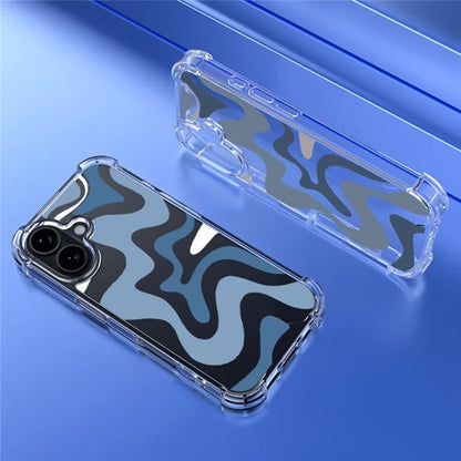 For iPhone 16 Case Colorful Wave Pattern Printing Soft TPU+PC Phone Cover