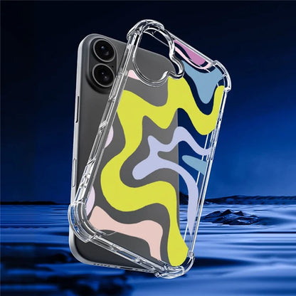 For iPhone 16 Case Colorful Wave Pattern Printing Soft TPU+PC Phone Cover