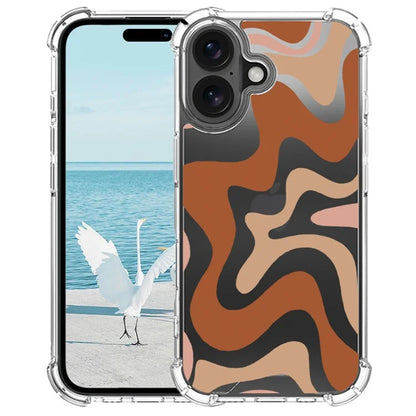 For iPhone 16 Case Colorful Wave Pattern Printing Soft TPU+PC Phone Cover