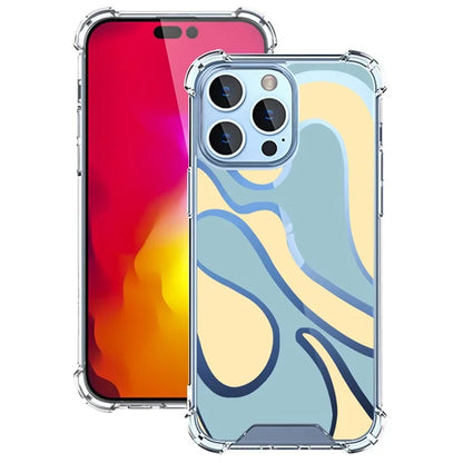 For iPhone 15 Pro Max Case Colorful Wave Pattern Printing Soft TPU+PC Phone Cover