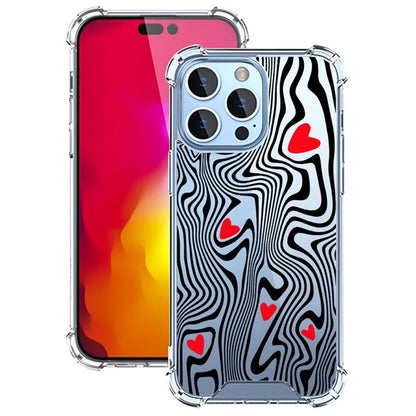 For iPhone 15 Pro Max Case Colorful Wave Pattern Printing Soft TPU+PC Phone Cover