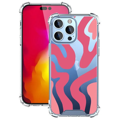 For iPhone 15 Pro Max Case Colorful Wave Pattern Printing Soft TPU+PC Phone Cover